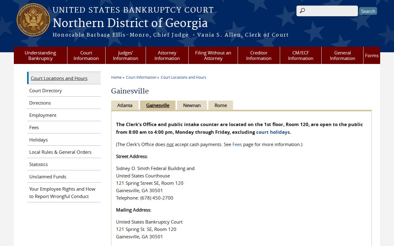 Northern District of Georgia Bankruptcy Court Gainesville Division coverage