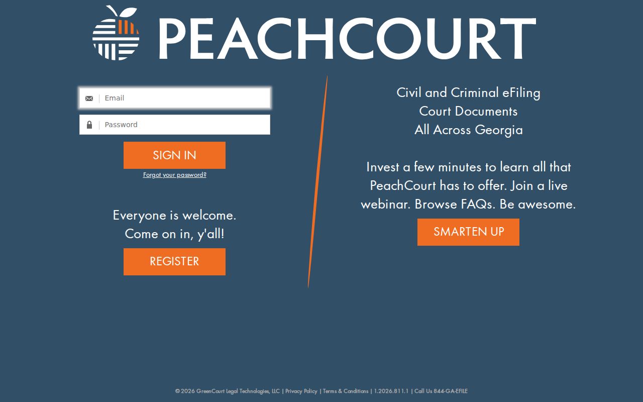 PeachCourt account-gated case search route for Lumpkin Superior Court