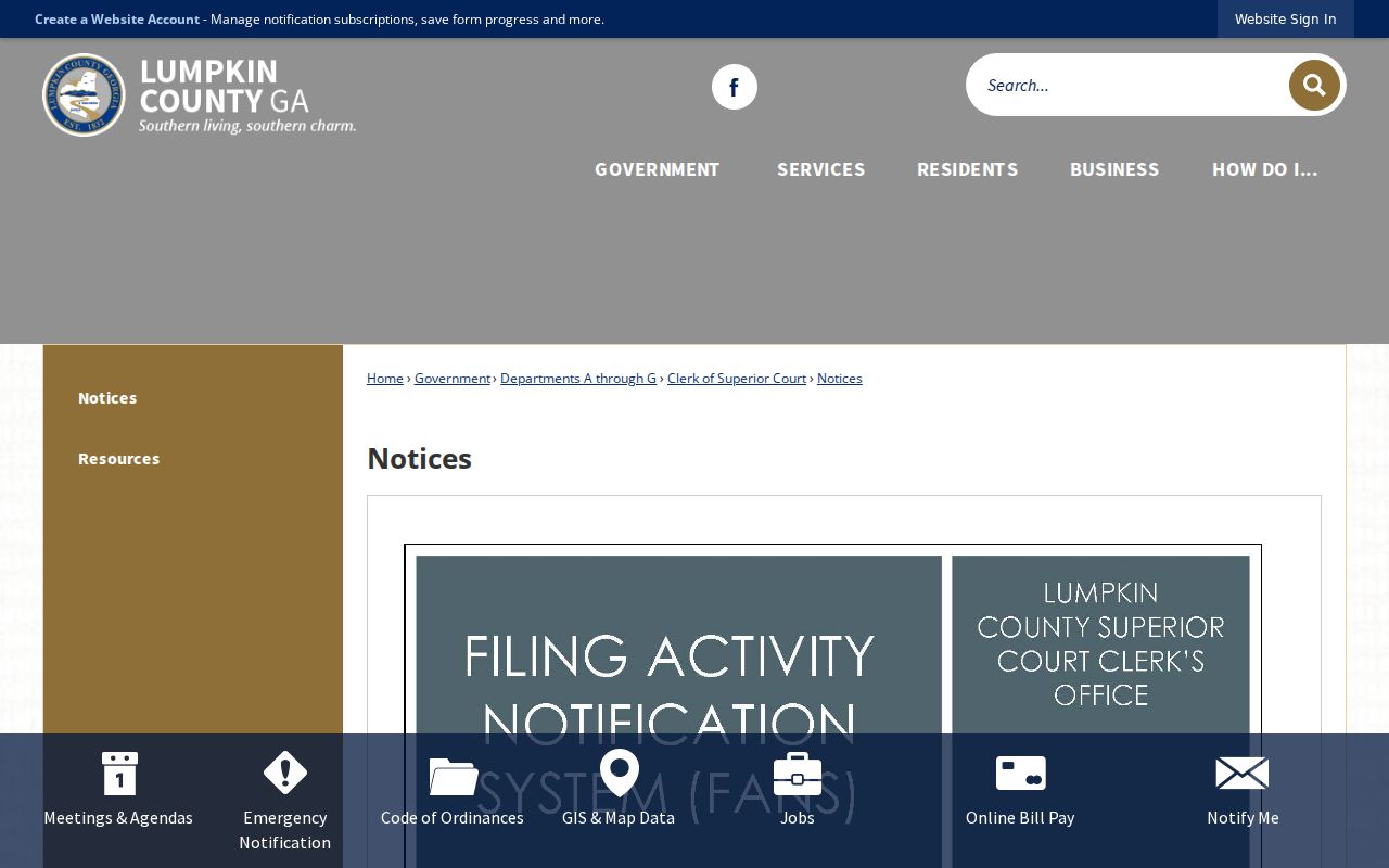 Lumpkin County PeachCourt and Public Access Terminal notice