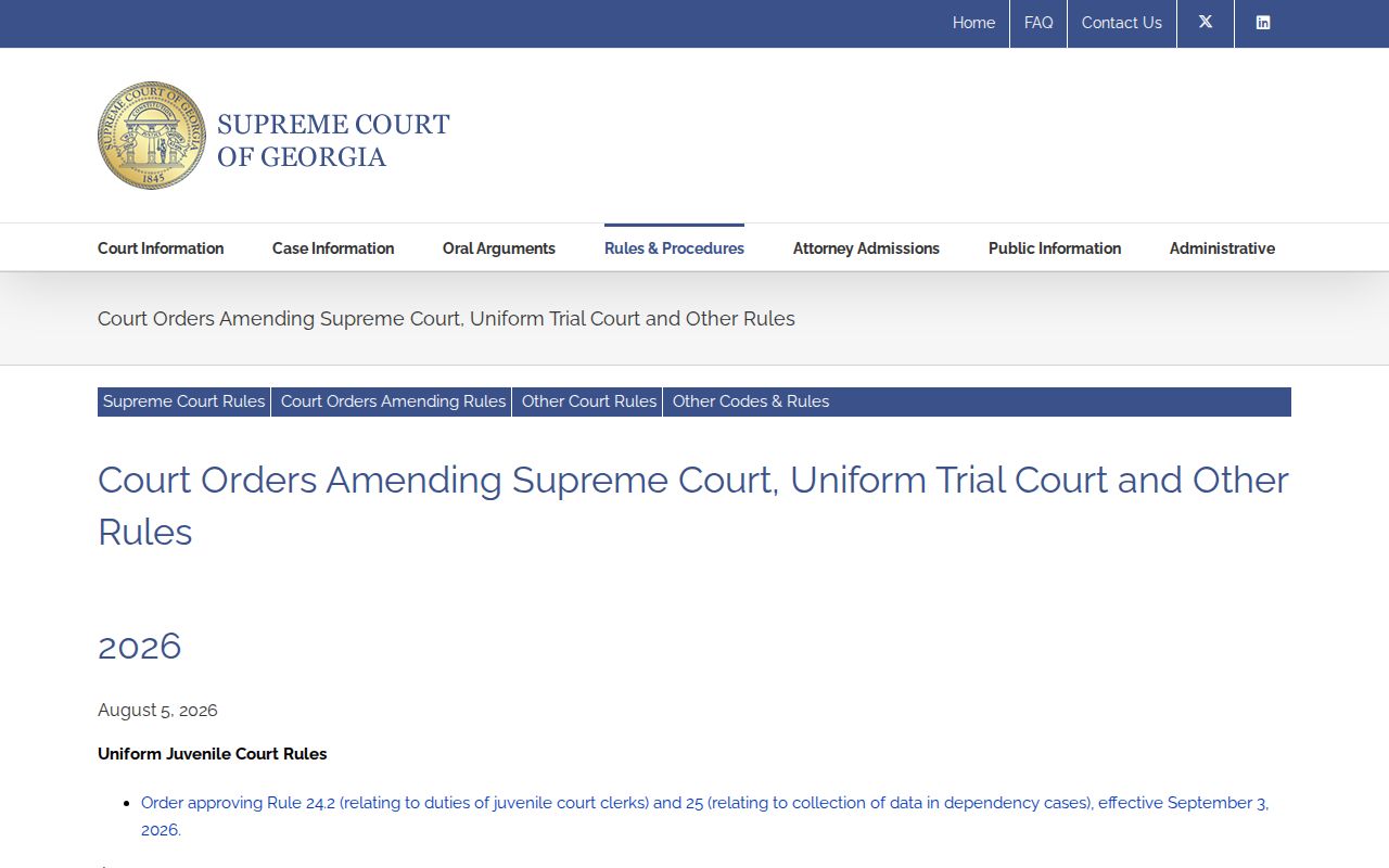 Lumpkin County court records Georgia rule amendments