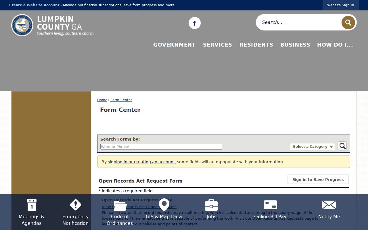 Lumpkin County court record request form boundary