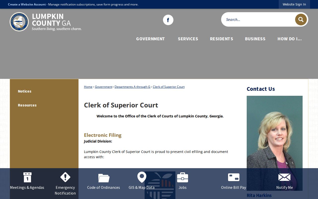 Lumpkin County Clerk of Superior Court official office page
